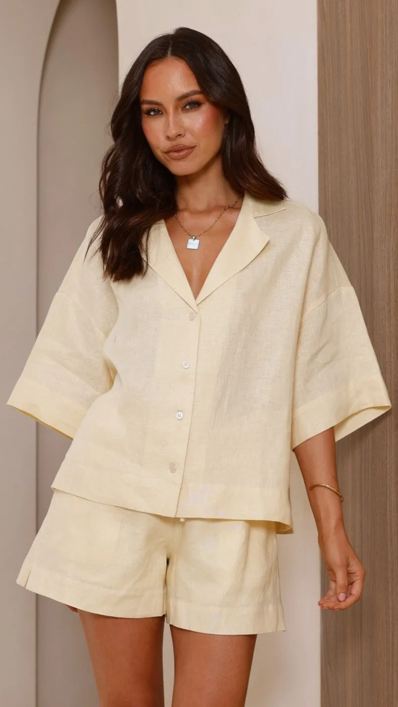 Luna Button Up Shirt - Yellow DurableCoverstitch