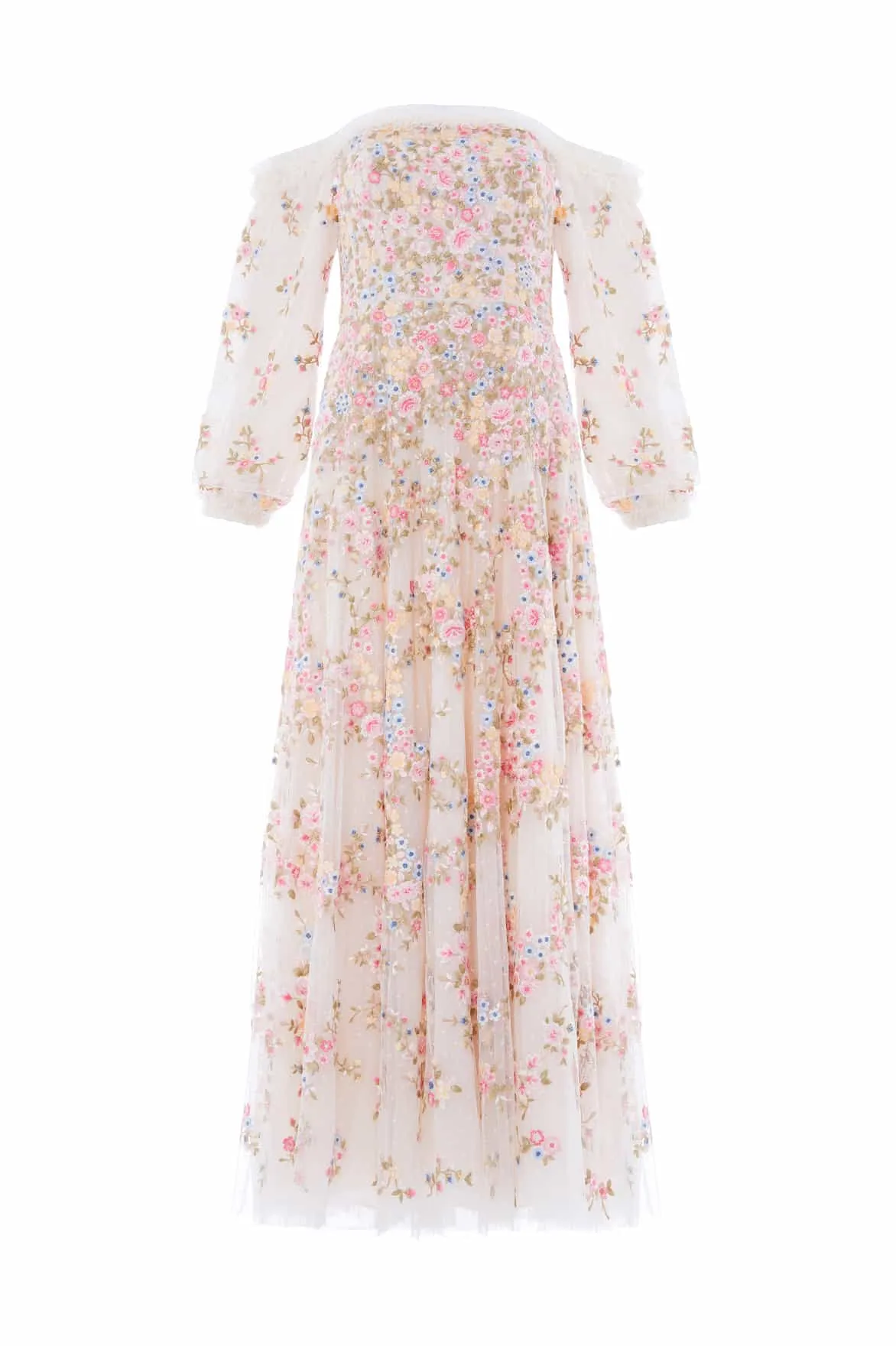 Lunaria Wreath Off-Shoulder Long Sleeve Gown SeamlessConstruction