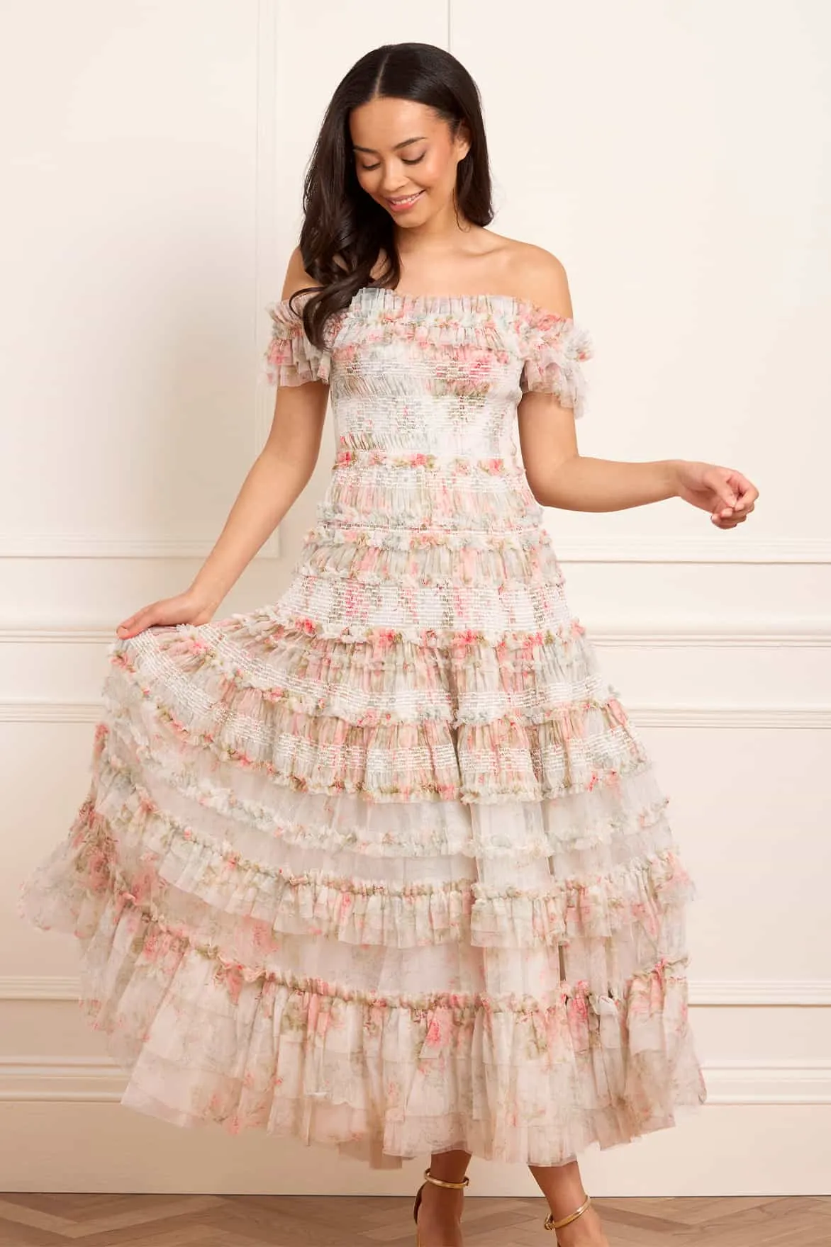 Sunset Look Madame Rose Elodie Off-Shoulder Ankle Gown