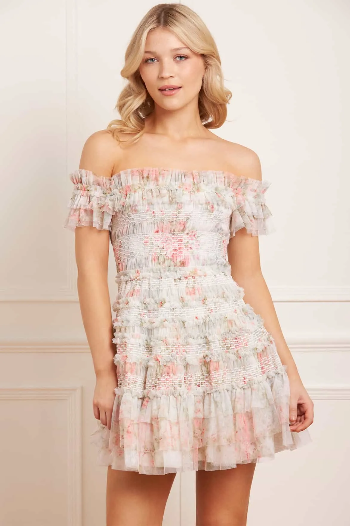 Madame Rose Elodie Off-Shoulder Micro Mini Dress Natural Fit