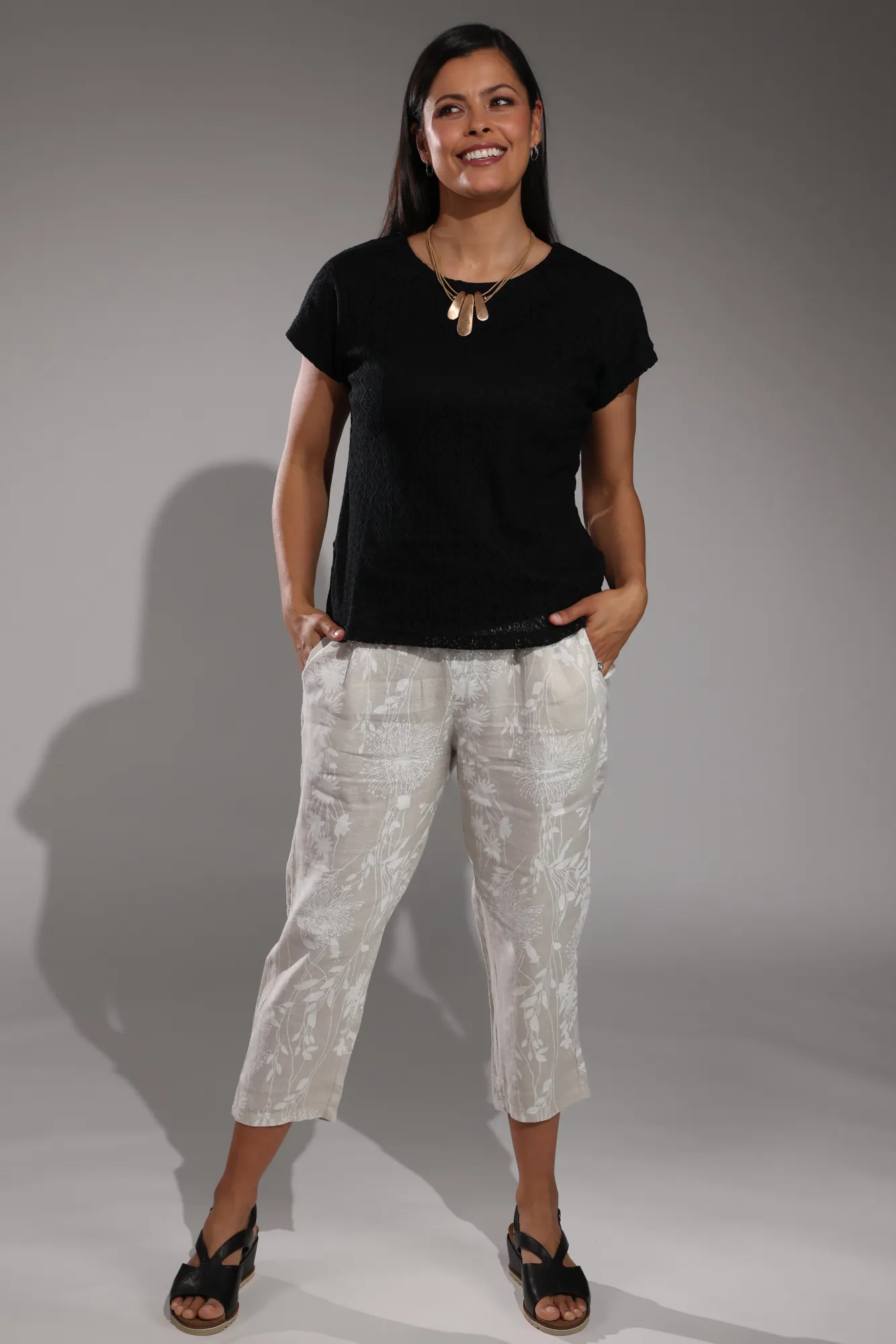 Core Flex Made in Italy Mid Calf Pants | Sand Garden | 0206A1