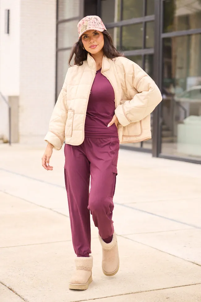 UV Resistant Finish Sealed Seam Construction Maggie Beige Quilted Jacket