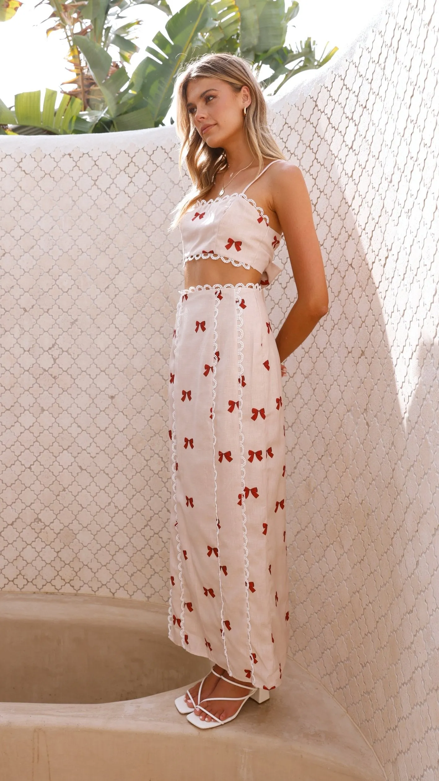 Nova Crop Top - Red Bow AdjustableCuffs Lean Glow