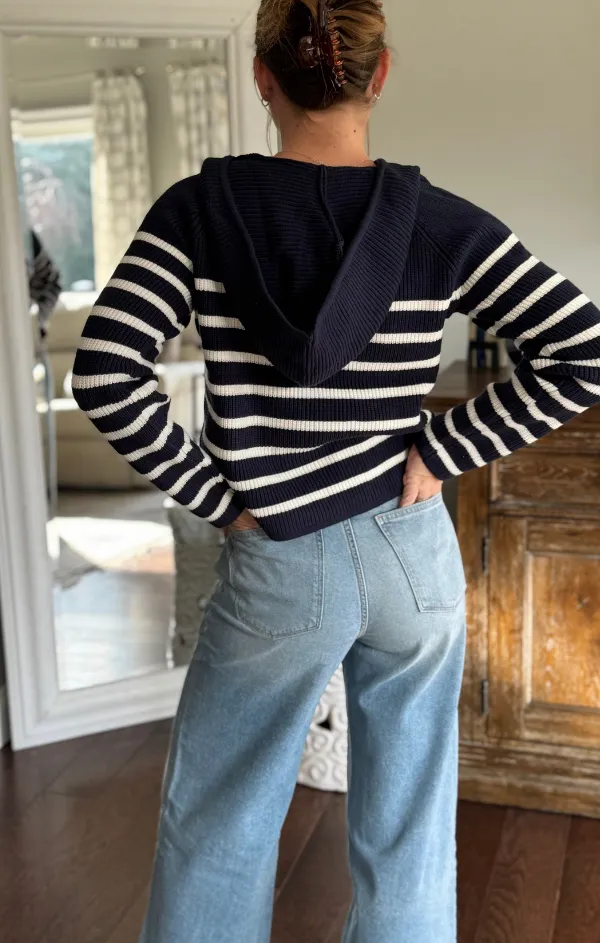 DurableOuterShell Street Comfort Maple Striped Dickey Sweater Jacket