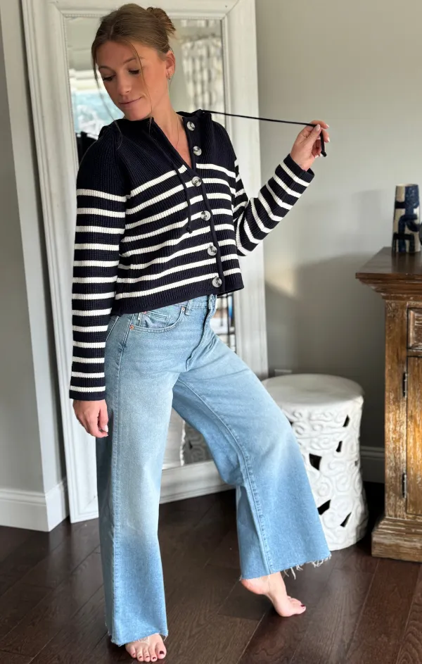 Maple Striped Dickey Sweater Jacket Everyday Layers AllDay Comfort Design