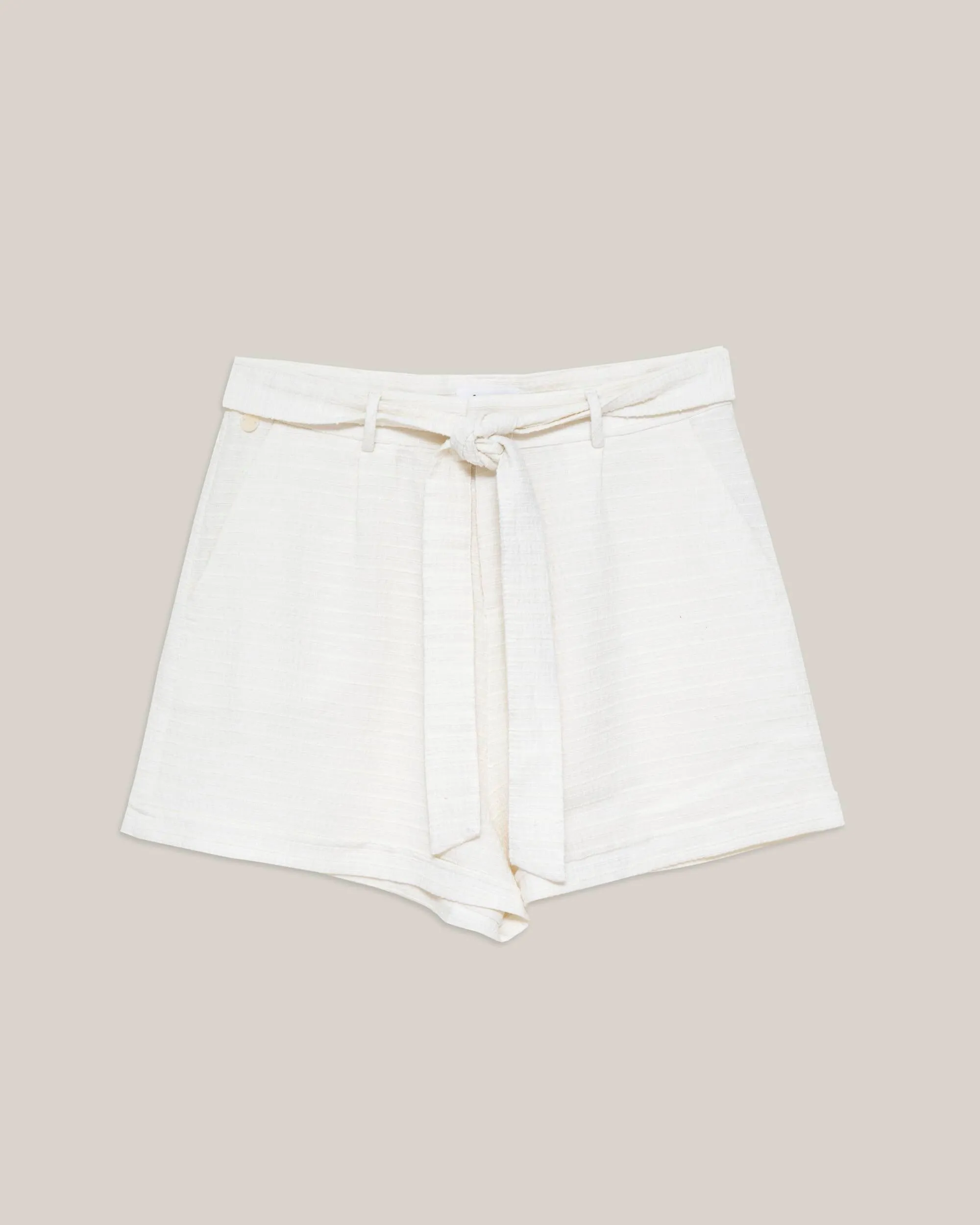 Quick Motion Basic Stretch Marble Belted Short White