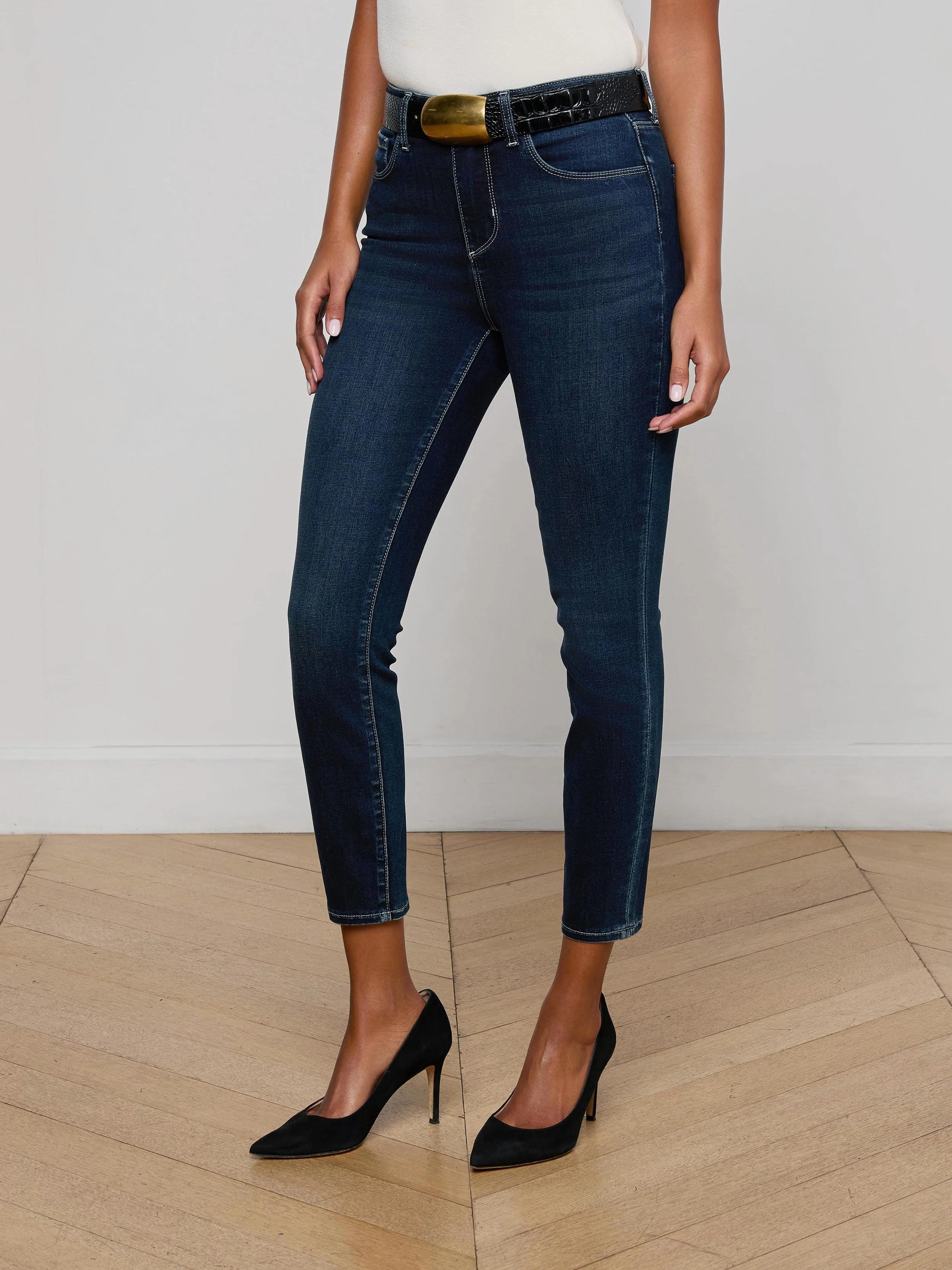Margot Cropped Skinny Jean Button Fly Closure