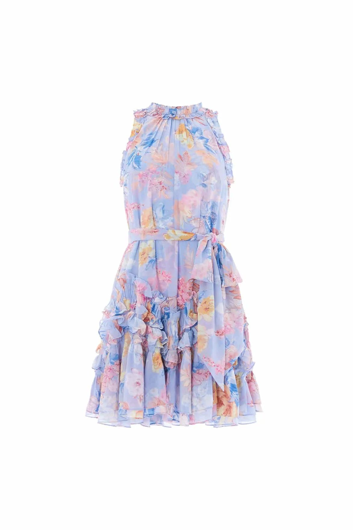 Travel Light Mariannes Floral Chiffon Sleeveless Micro Mini Dress