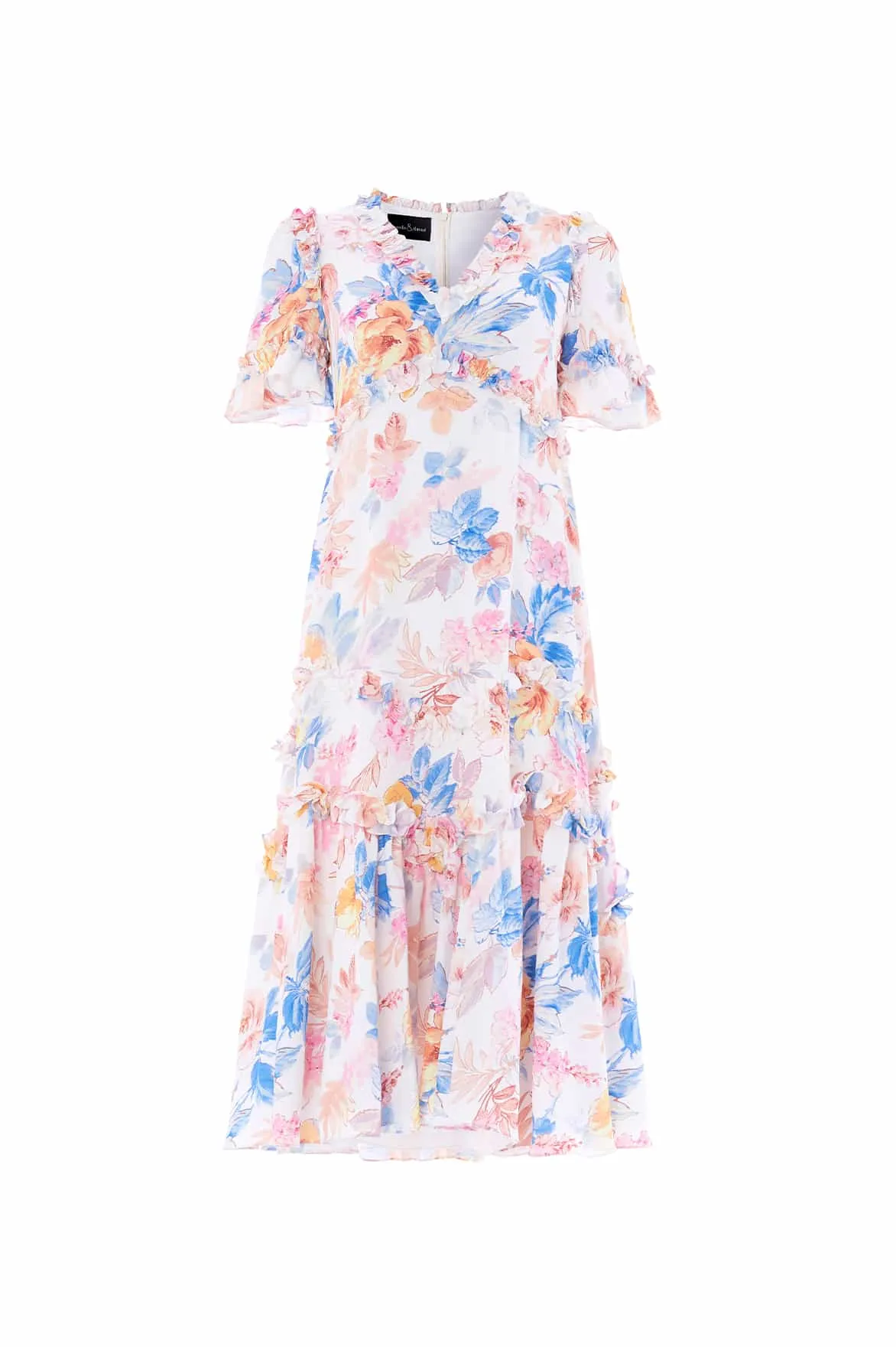 Lightweight warm-weather dress Mariannes Floral Satin V-Neck Ballerina Dress