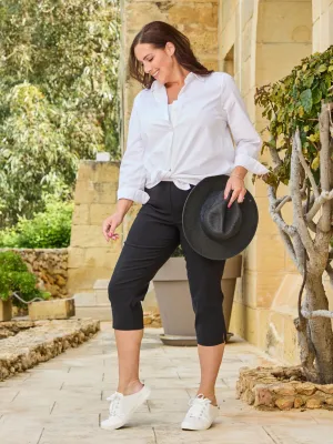 Marie 07 by Robell Crop Trouser - Black Comfortable Layers All Season