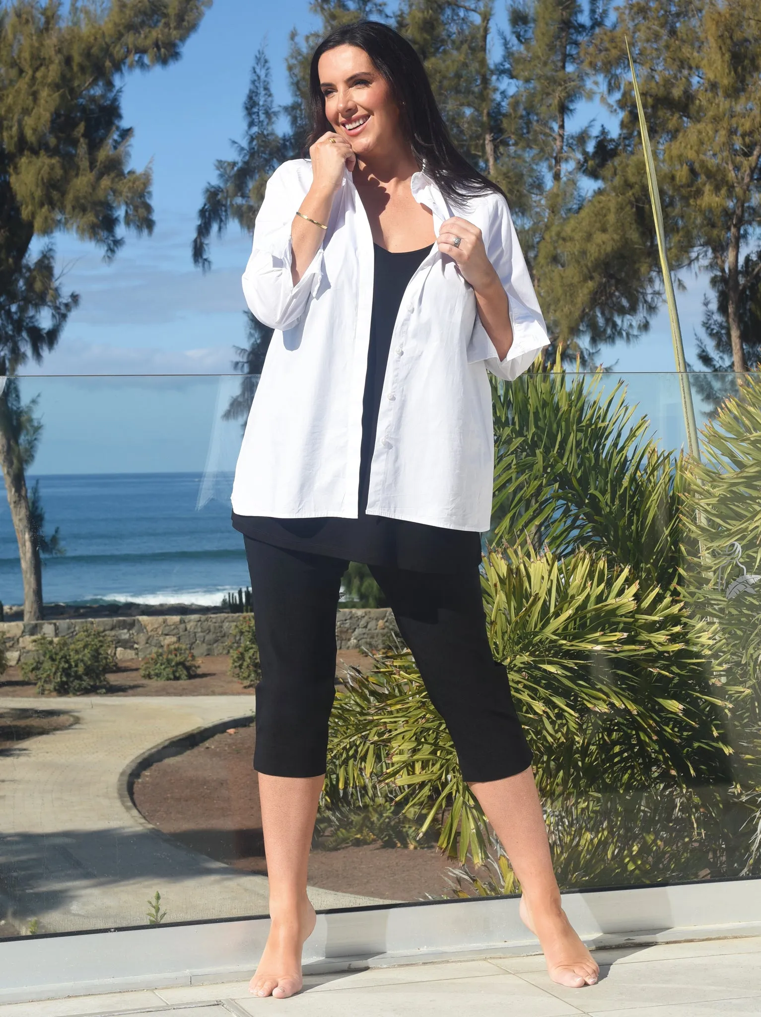 Outdoor Use Reflective accents Marie 07 by Robell Crop Trouser - Black