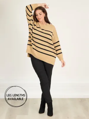 Marie FL by ROBELL Fleece Lined Trouser - Black Mesh Comfort