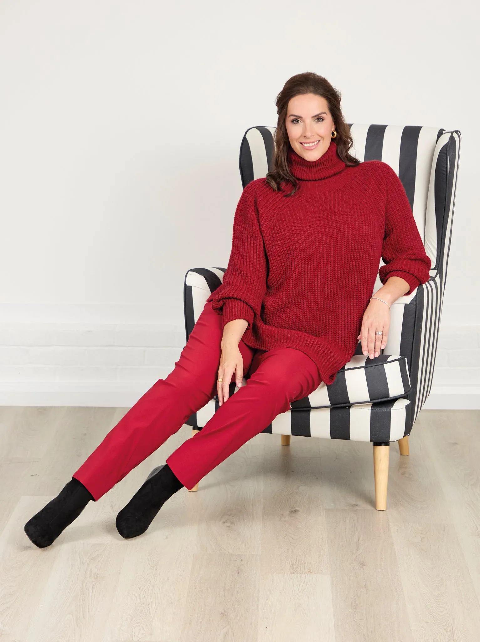 NonSlipGrip Core Style Marie FL by ROBELL Fleece Lined Trouser - Red