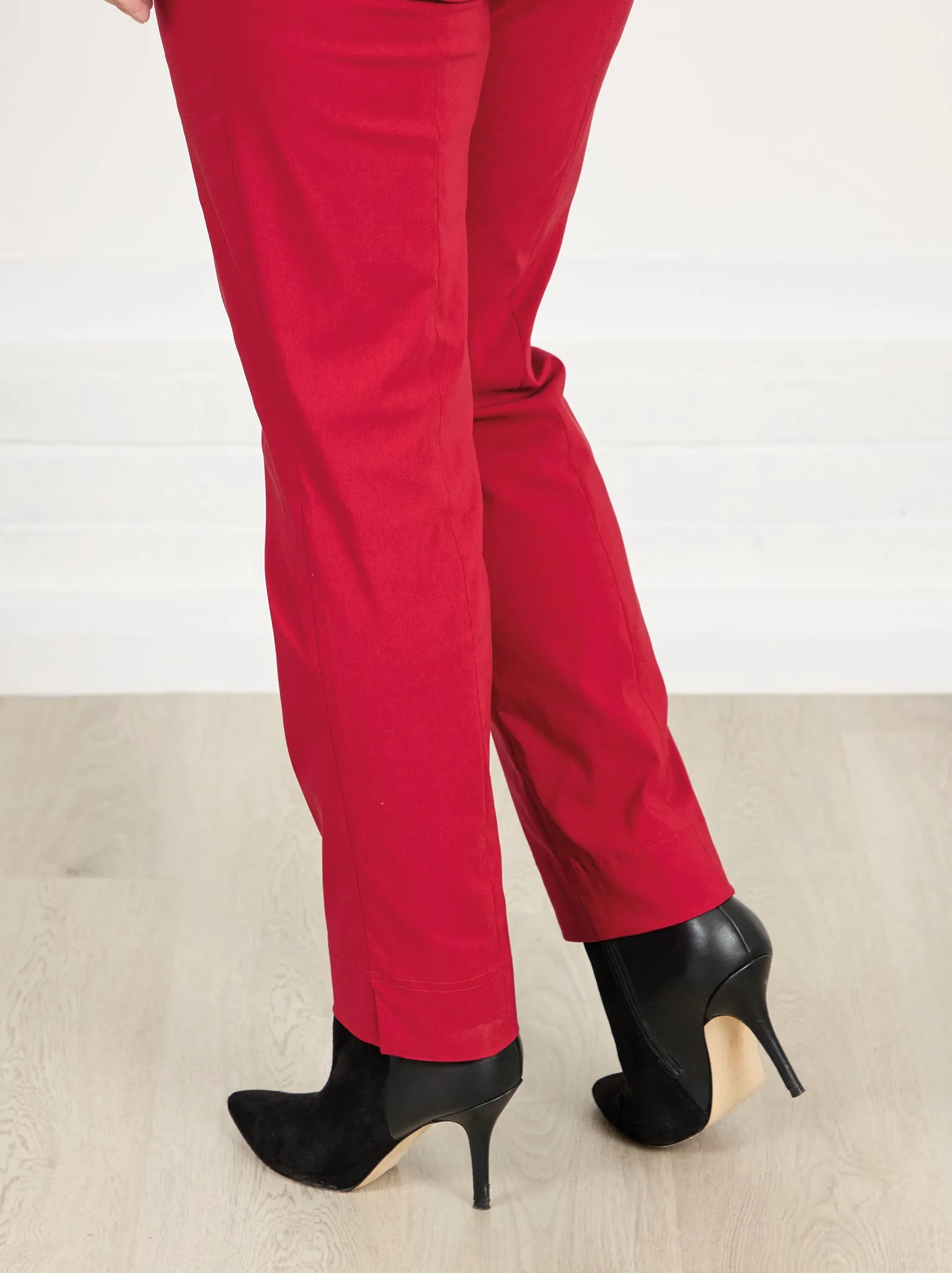 Non Slip Waistband Marie FL by ROBELL Fleece Lined Trouser - Red