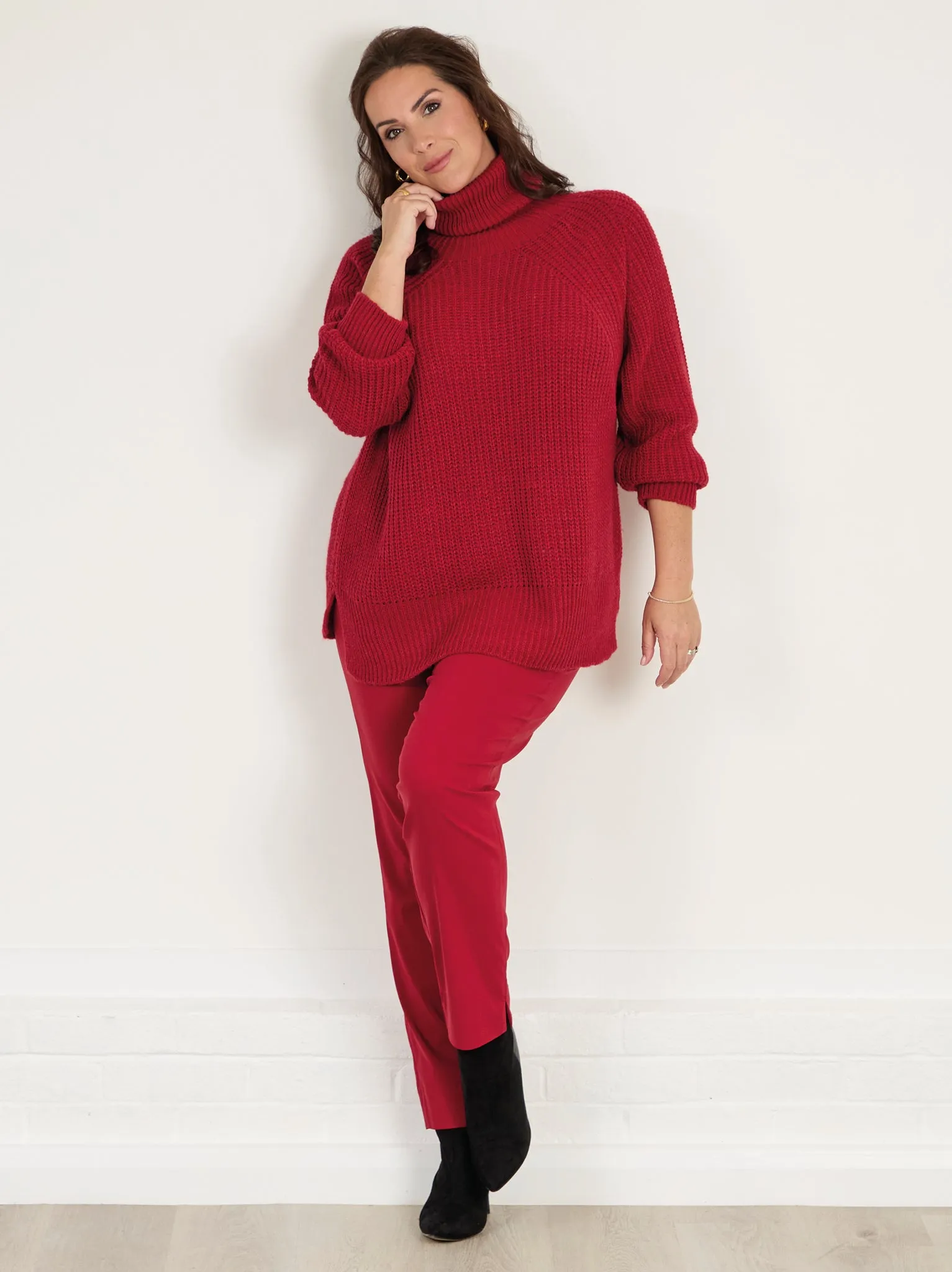 Marie FL by ROBELL Fleece Lined Trouser - Red Essential Wearable Heat Control