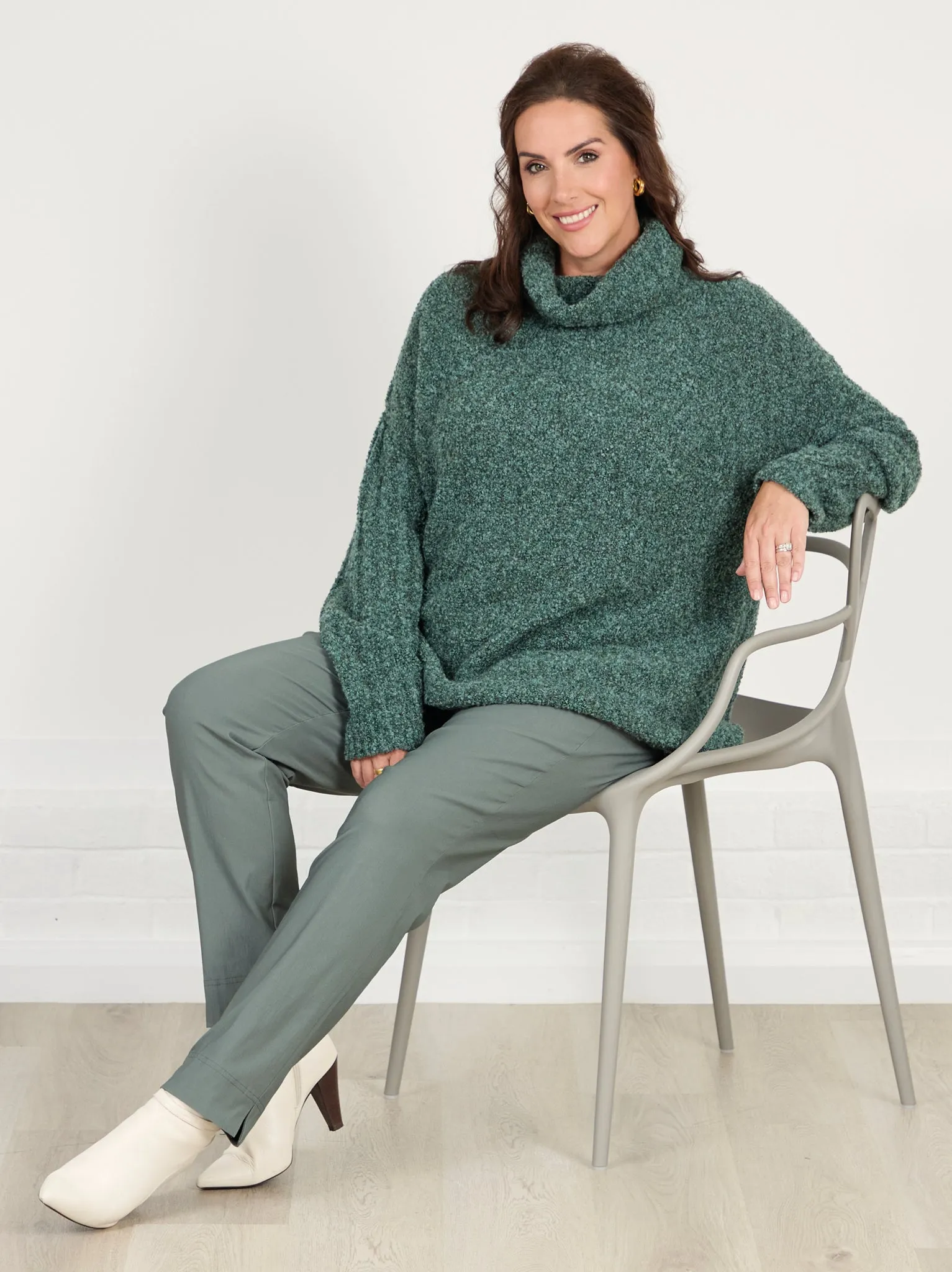 Marie FL by ROBELL Fleece Lined Trouser - Sage Comfort Stretch Day Hike