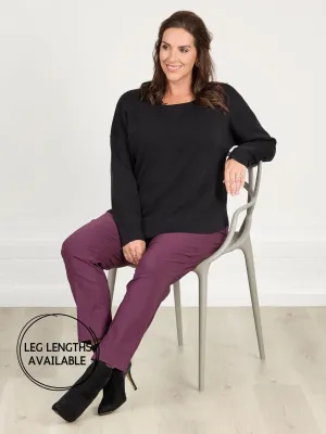 Formal Look Water Repellent Coating Marie FL by ROBELL Stretch Trouser - Merlot