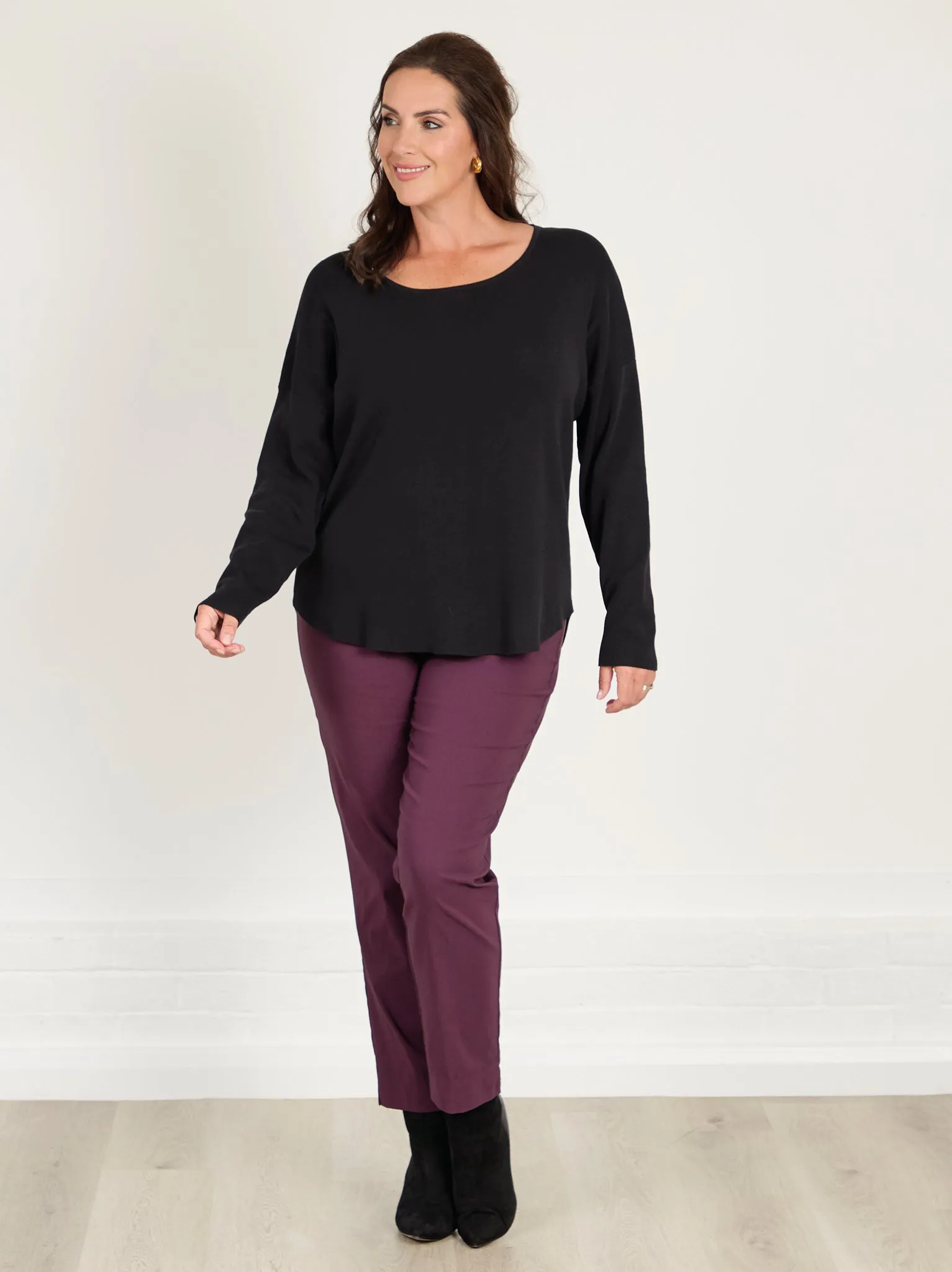 Breath Fit Marie FL by ROBELL Stretch Trouser - Merlot