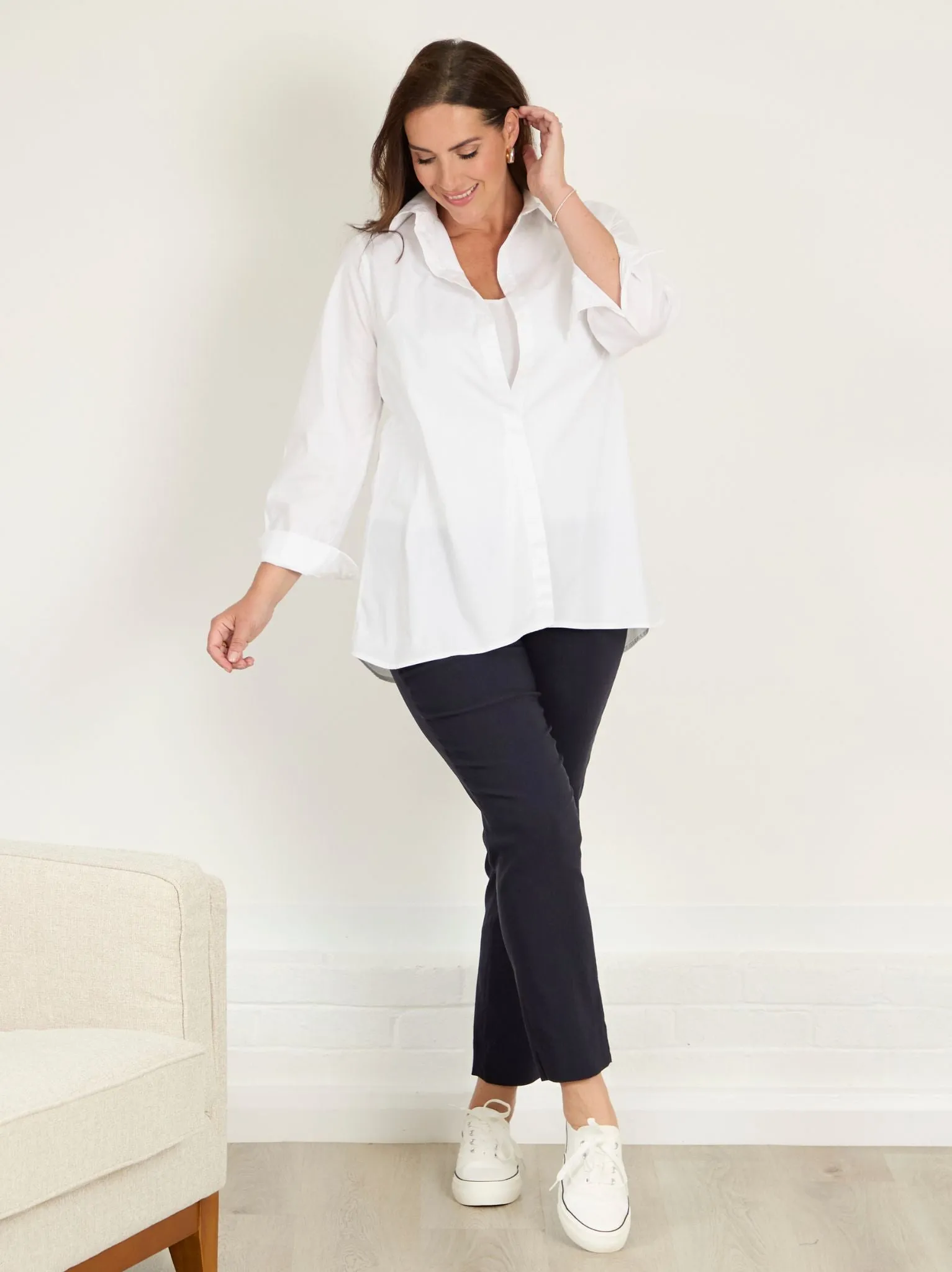 Comfortable Leg Comfy Shape Marie FL by ROBELL Stretch Trouser - Navy