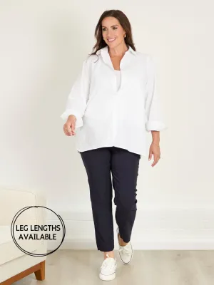 Workout-ready Flexible Gusset Marie FL by ROBELL Stretch Trouser - Navy