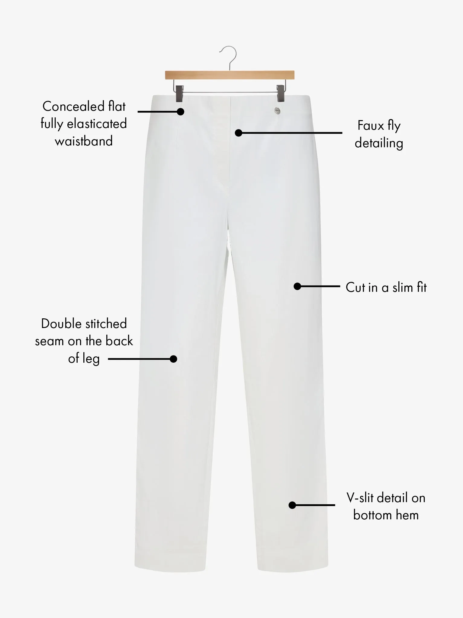 Marie FL by ROBELL Stretch Trouser - White StretchWaistband