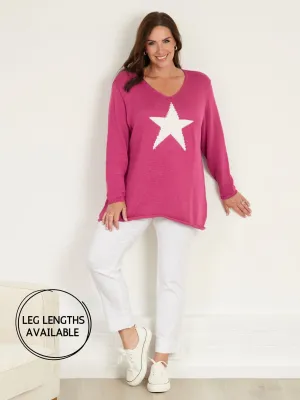 ErgonomicArticulatedDesign Minimal Cut Marie FL by ROBELL Stretch Trouser - White