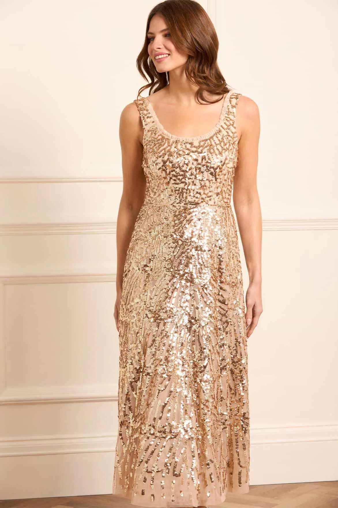 Theater-Night Delicate Mood Marquet Scoop Neck Ballerina Dress