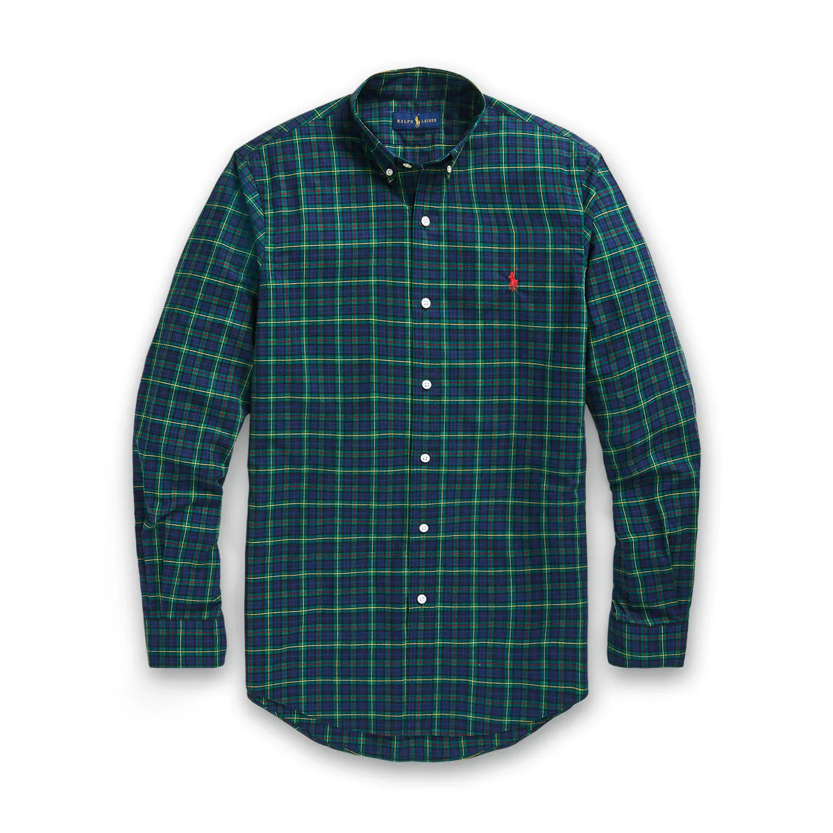 Street Comfort Style Polo Ralph Lauren - Custom Fit Plaid Poplin Shirt in Navy/Green
