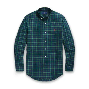 Street Comfort Style Polo Ralph Lauren - Custom Fit Plaid Poplin Shirt in Navy/Green