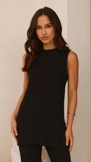 Megan Knit Top - Black Airtight Zipper
