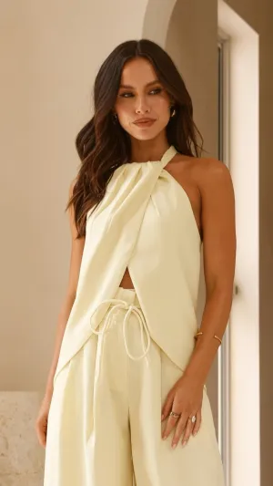 Melinda Halter Top - Soft Yellow Dad Core Professional Clothing