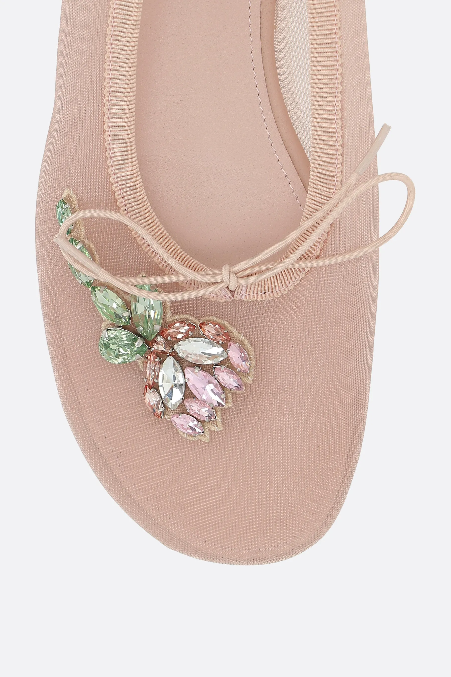 Chunky Sole Catch Step mesh ballerinas with embroidery