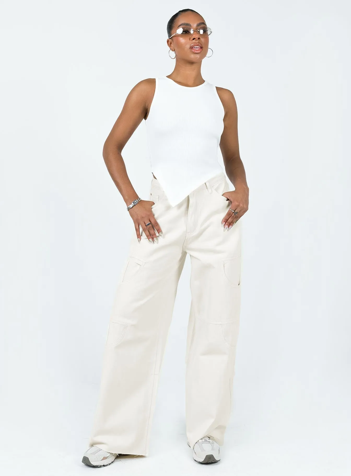 Casual Musthave Any Occasion Meyer Wide Leg Jeans Beige