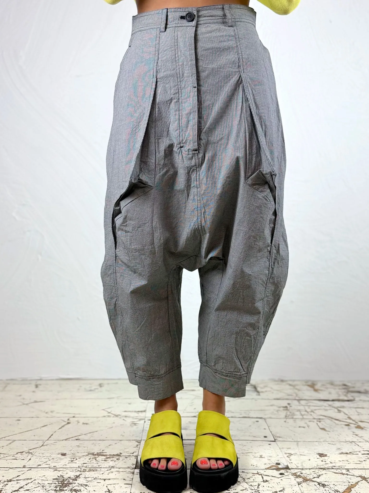 Micro-check Cotton Drop Crotch Trousers '3310101' Durable Construction Perfect Length