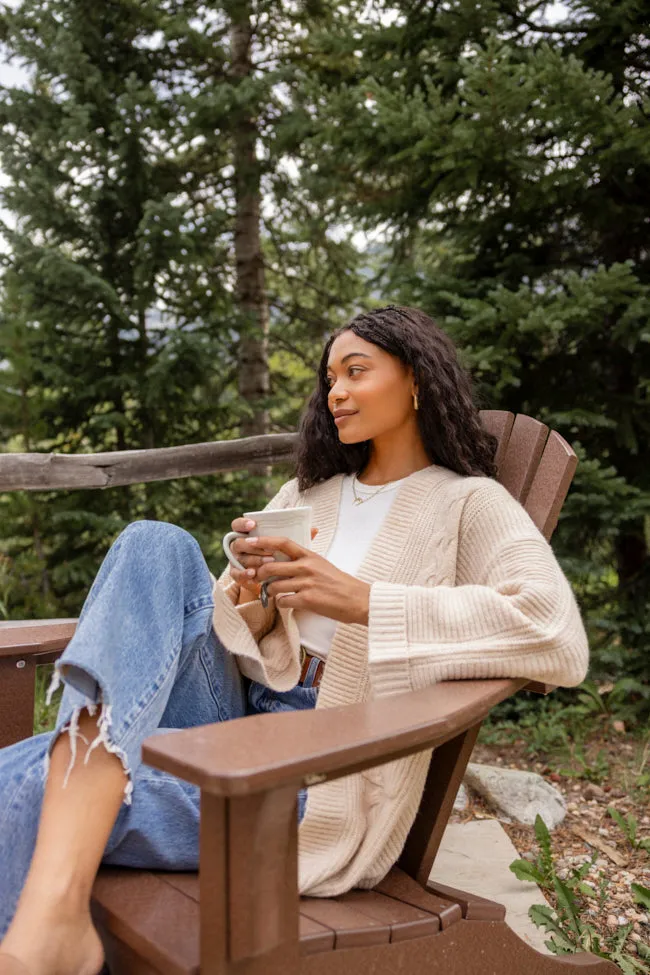 Aleah Beige Cable Sweater Coat Weekday Street Look