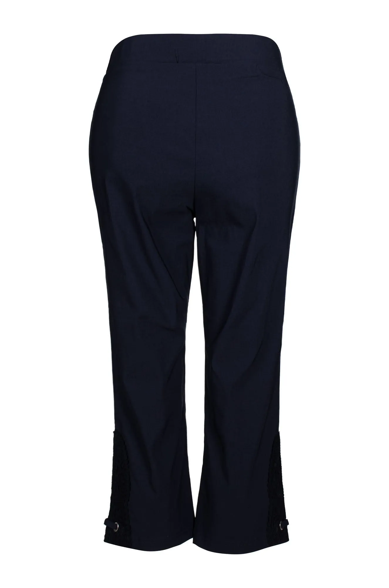 Flattering Look MachineWashableFabric Mid Calf Pants | NAVY | 6301C1