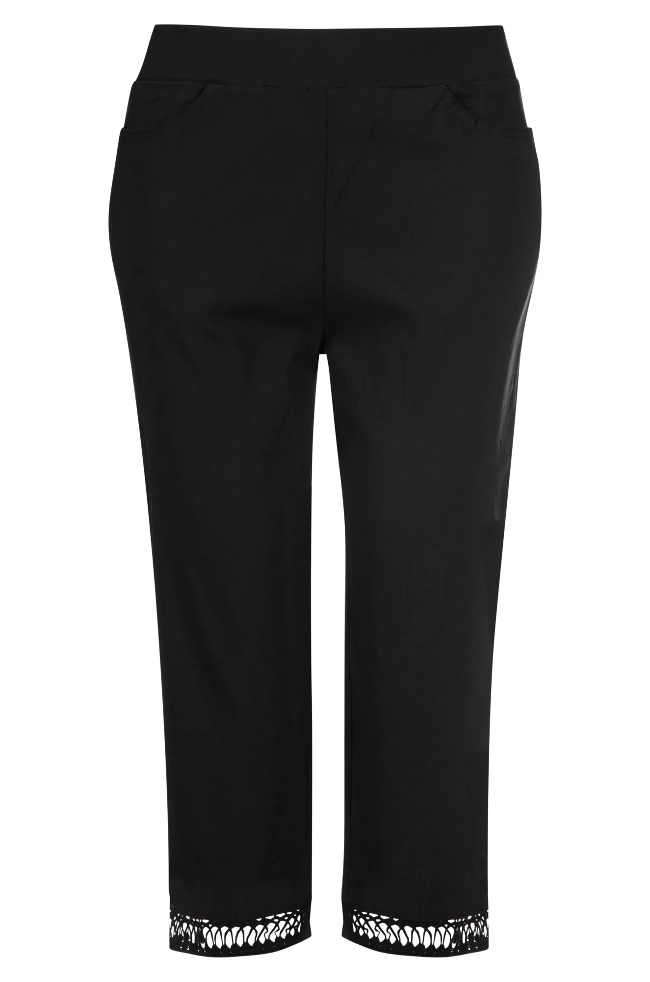 Mid Calf Pants with lattice trim | Black | 6302A1 Functional Layers