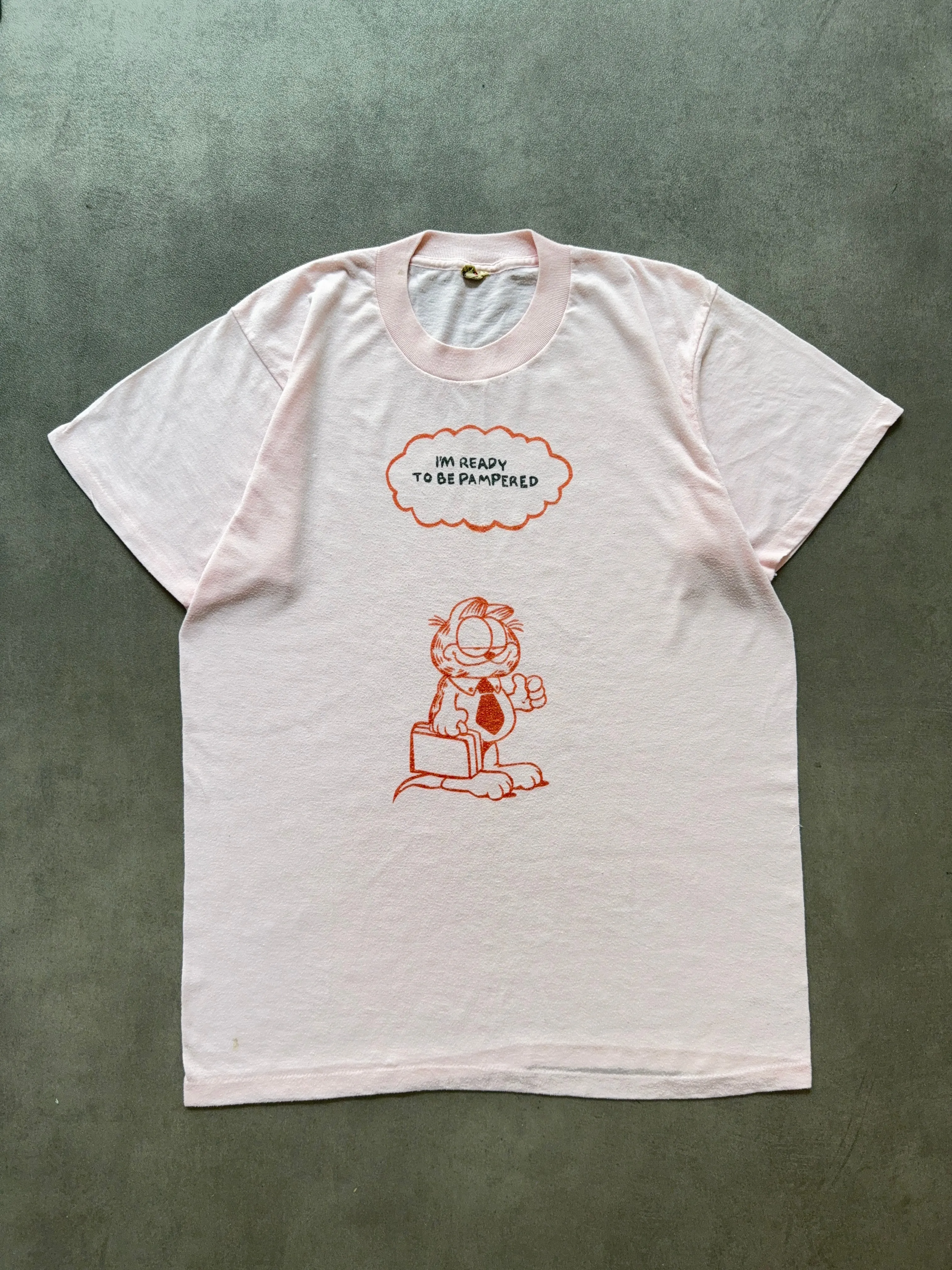 Layered Sleeve Construction Affordable Fashion 1980s Garfield tee (L)