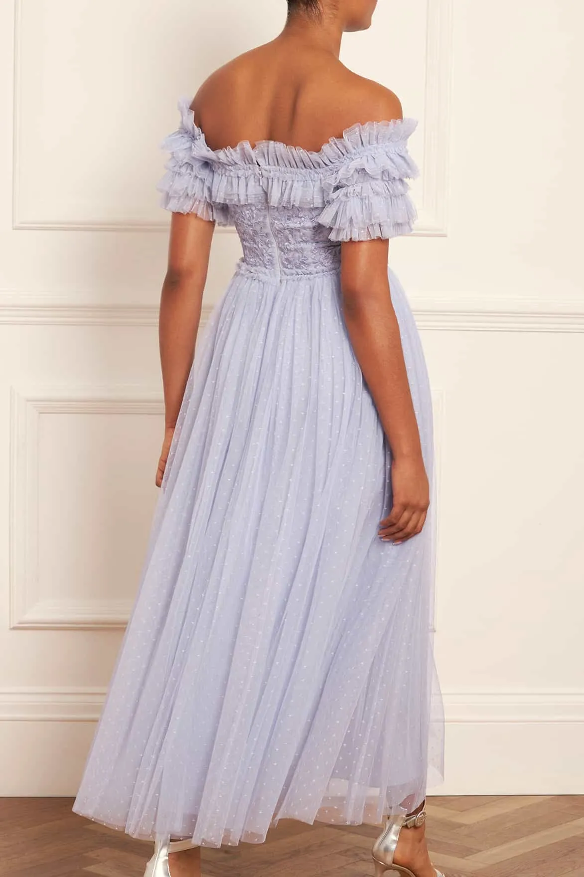 Midsummer Lace Bodice Off-Shoulder Ankle Gown Limited-Edition Garden Fresh