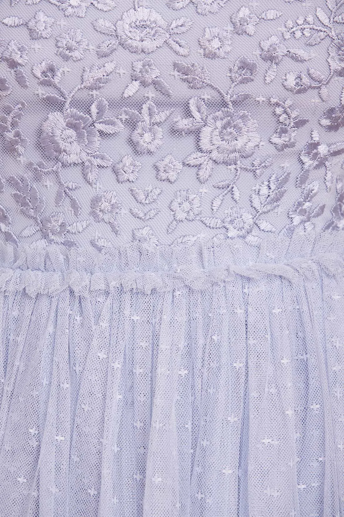 Color Soft Midsummer Lace Bodice Off-Shoulder Ankle Gown