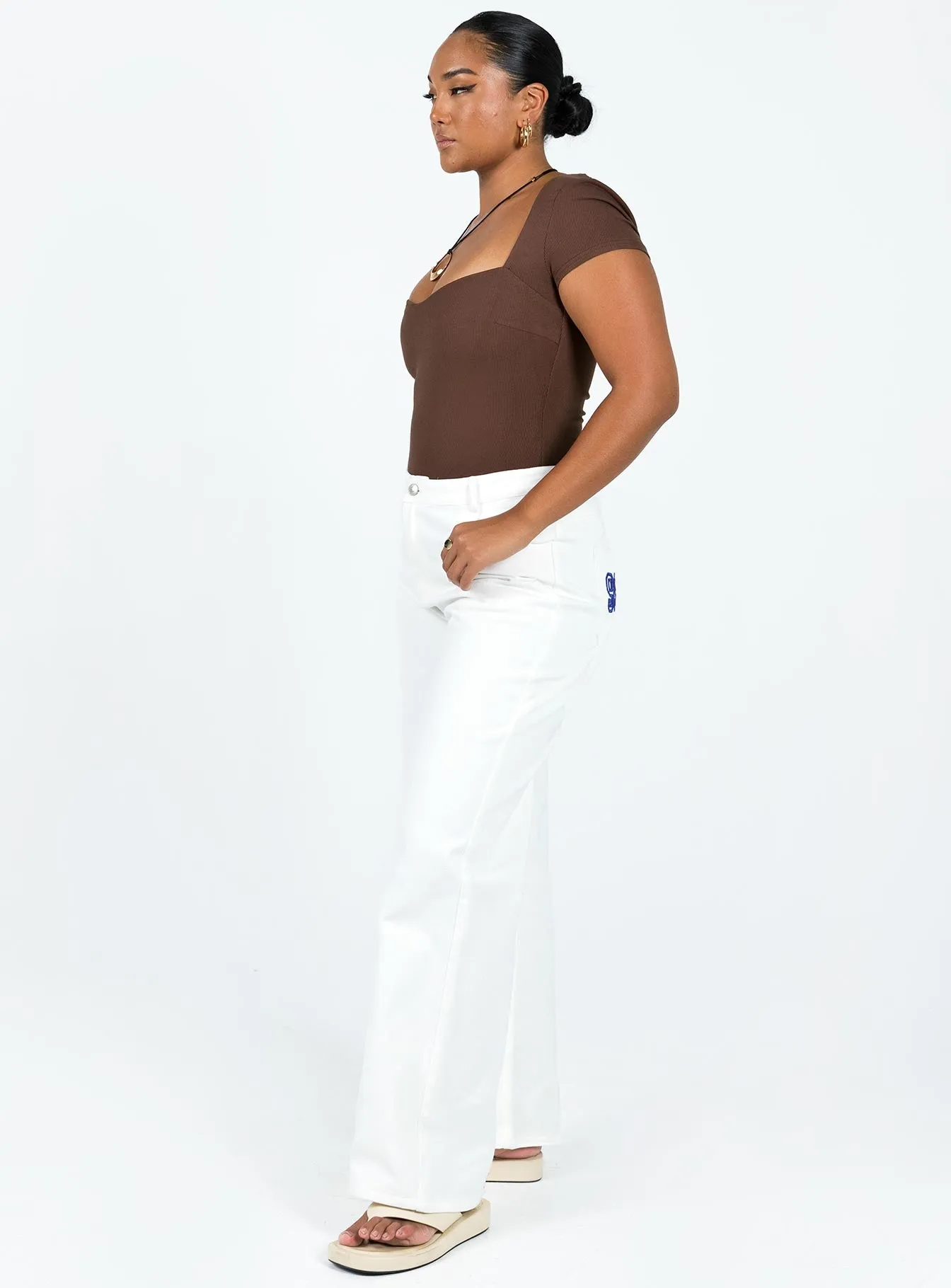 Street Appeal Garza Wide Leg Jeans White Denim