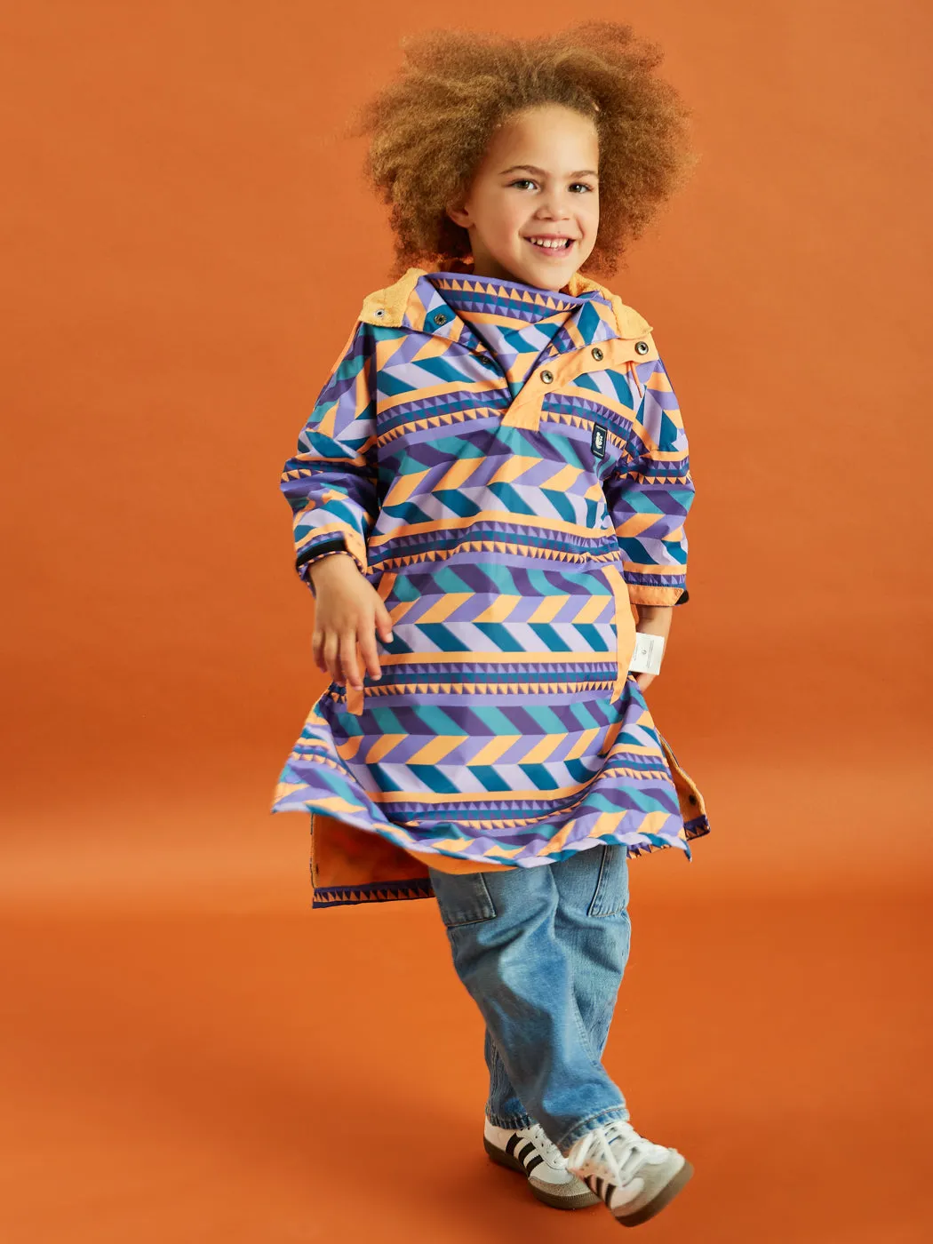 Kids Harley Retro Pattern Poncho retro look Shawl Lapel