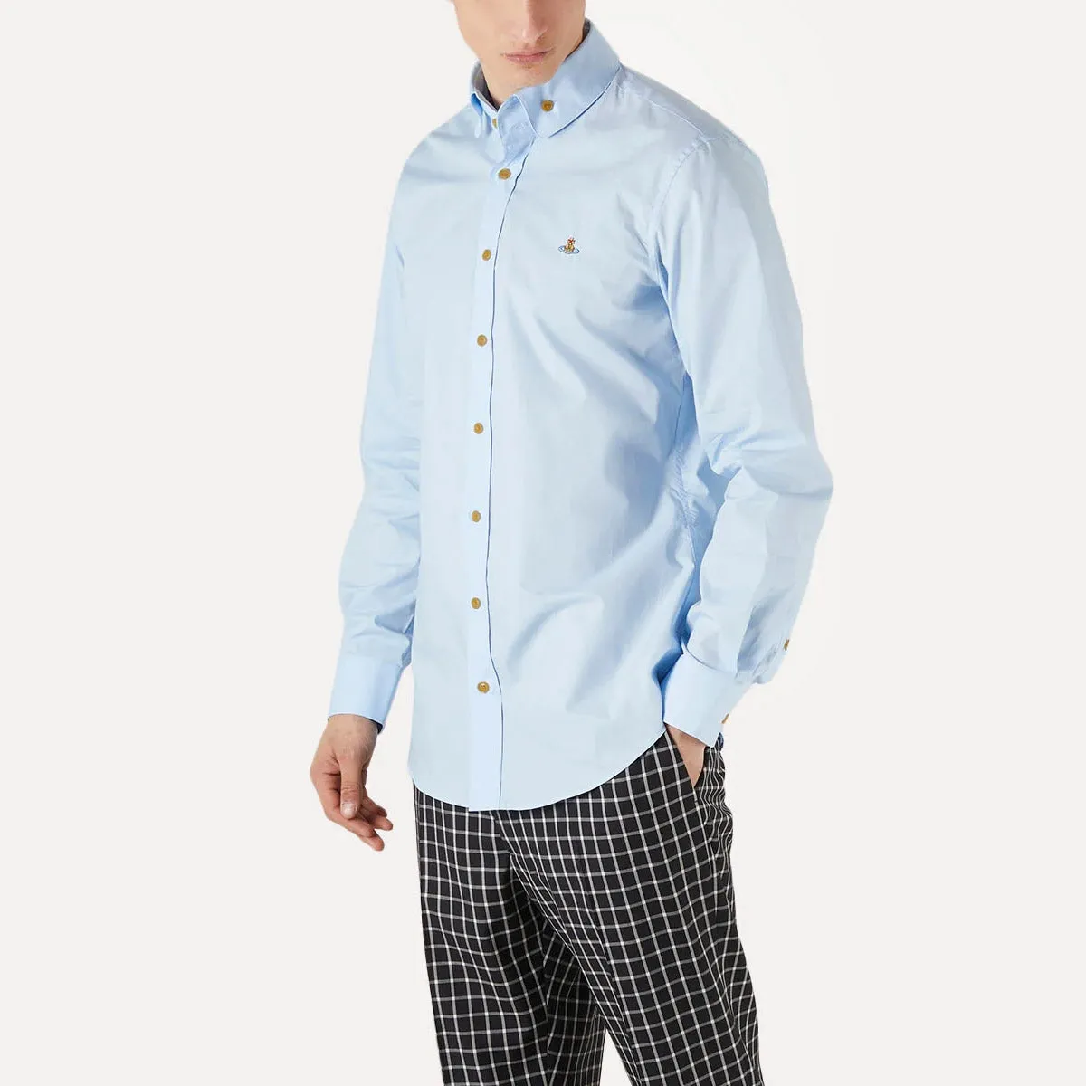 Vivienne Westwood - 2 Button Krall Shirt in Light Blue Skin Friendly Lining
