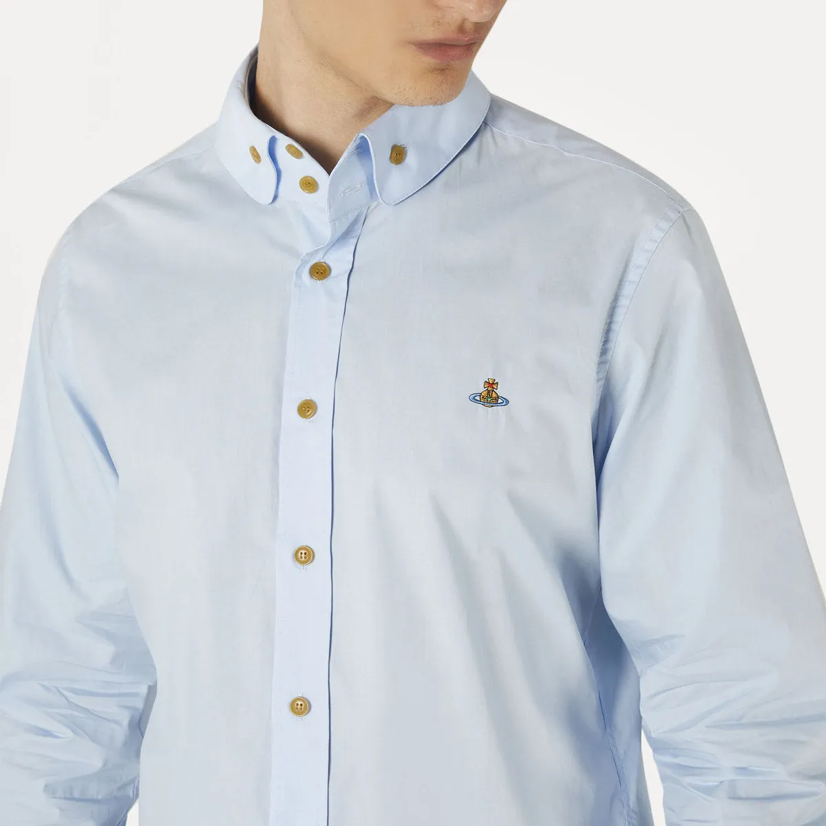 Vivienne Westwood - 2 Button Krall Shirt in Light Blue Thermoregulating Fabric Light Style Trend