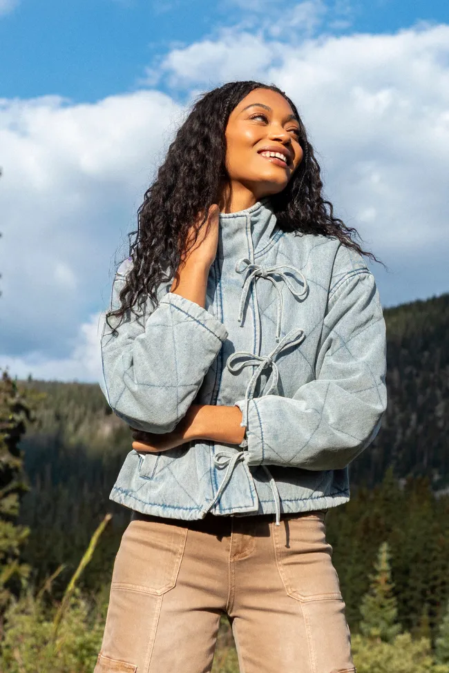 Neutral Style NonRestrictive Cut Winslow Light Denim Quilted Jacket