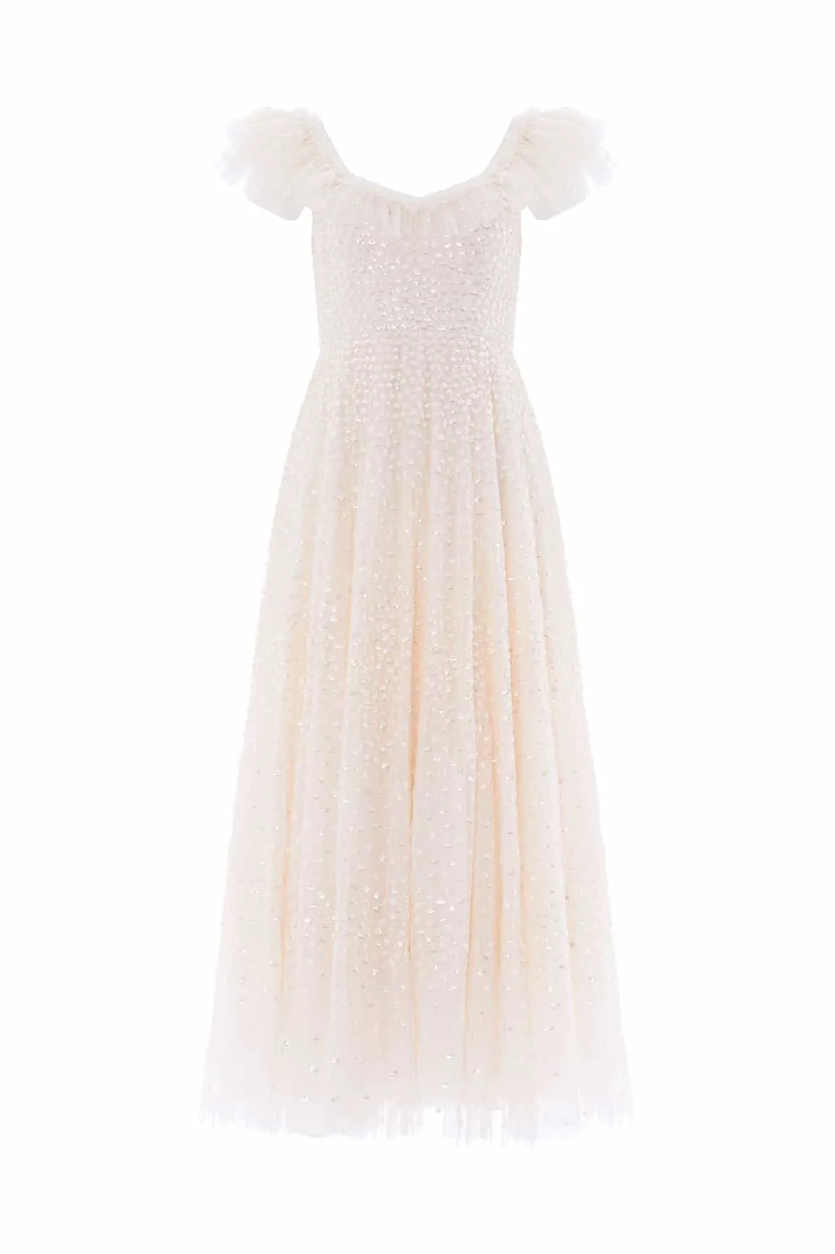 Scatter Dot Ruffle Ankle Gown Everyday-Comfort