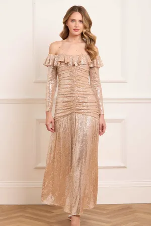 Sienna Off-Shoulder Gown Chic Tailoring Waist