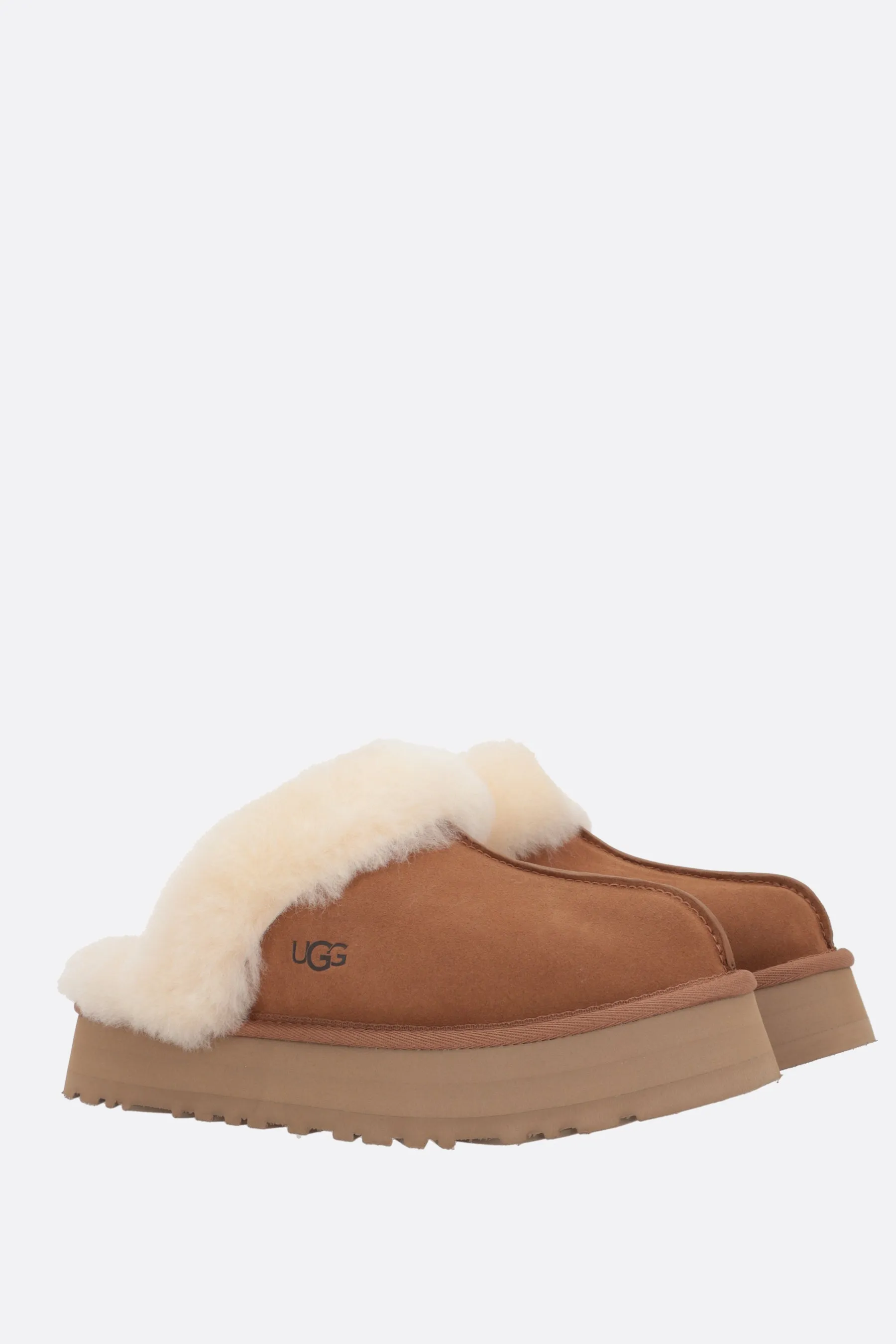 Disquette flatform slippers in suede Day Glow Student wear