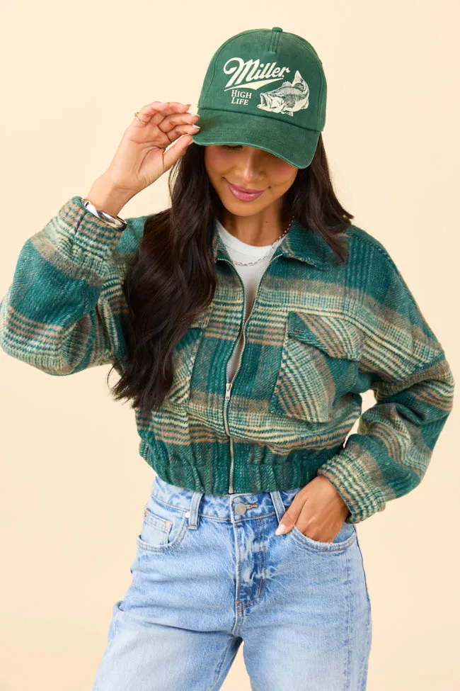 Finley Green Plaid Jacket Fashion Forward Layer ReinforcedElasticHem
