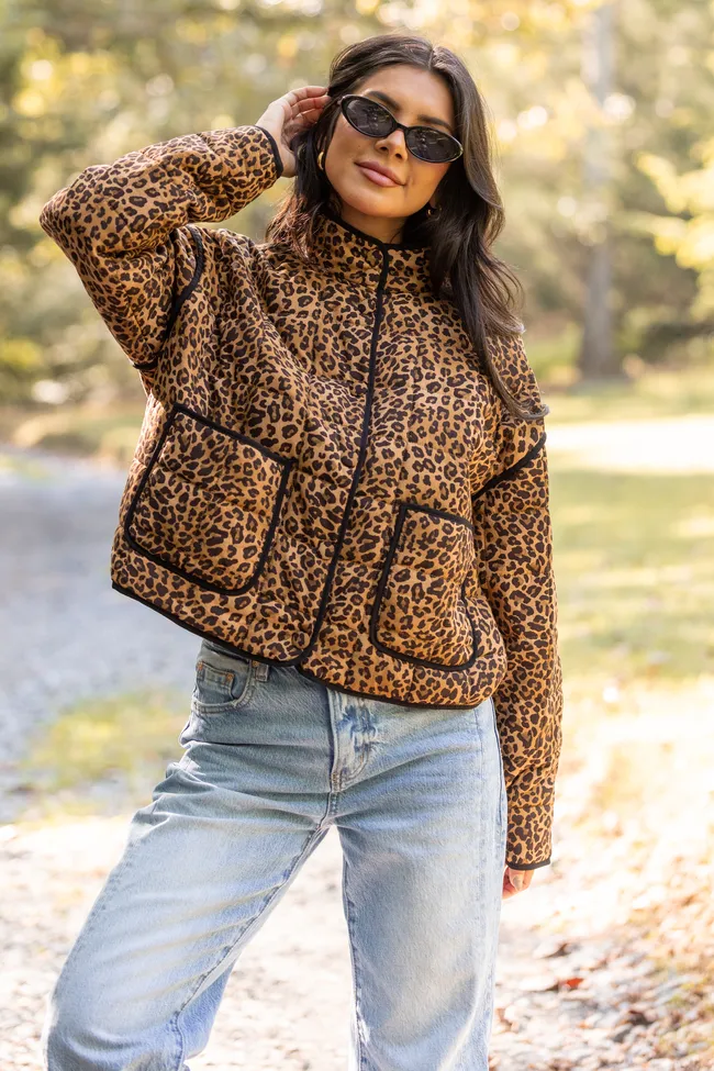 Comfortable Fabric Sterling Leopard Snap Up Jacket